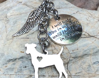 Jack Russell dog pet memorial keychain, pet keepsake, pet loss key chain, dog bag charm, rainbow bridge, jack russell dog jewelry