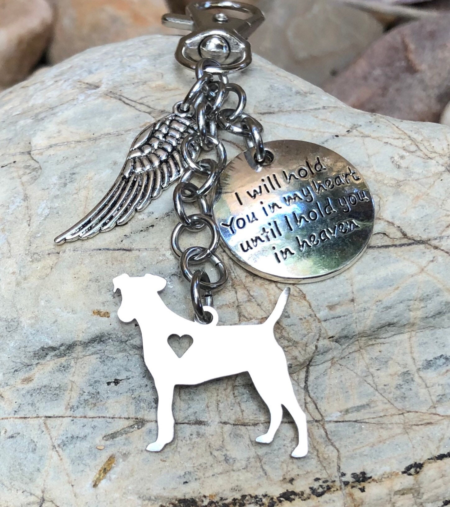 Jack Russell dog pet memorial keychain, pet keepsake, pet loss key chain,  dog bag charm, rainbow bridge, jack russell dog jewelry