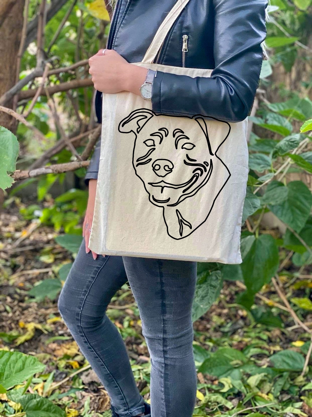 Staffy Tote Bag Dog Shoulder Bag Dog Lover Bag Cotton Dog Etsy