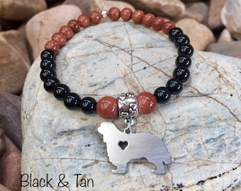Cavalier King Charles gemstone bracelet - dog themed bracelet - pet theme - cavalier jewelry - beaded jewellery