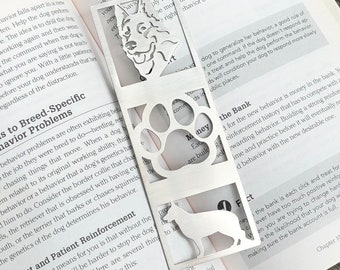 German Shepherd stainless steel bookmark, dog bookmark, German shepherd dog gift, lasercut stainless steel book mark, Christmas