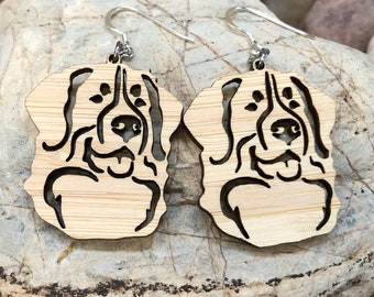 Bernese Mountain dog earrings, drop earrings, dog earrings, dog lover jewelry, dog gift bernese mountain dog jewellery lasercut Christmas