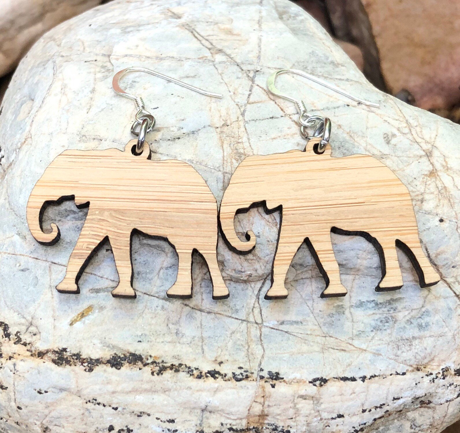 Wood elephant shop earrings