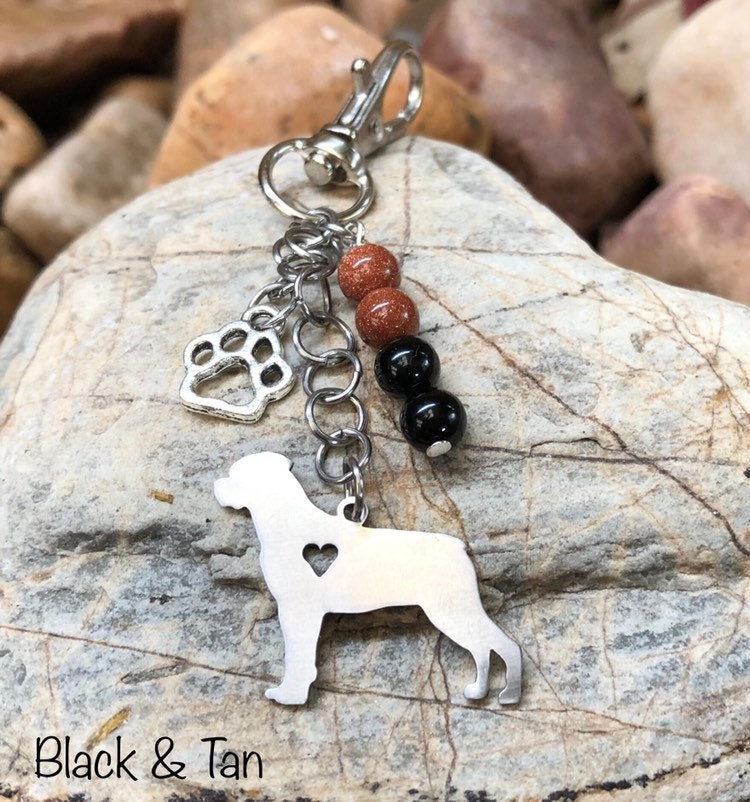 Rottweiler Key Chain Dog Key Ring Pet Key Ring Floral Key 