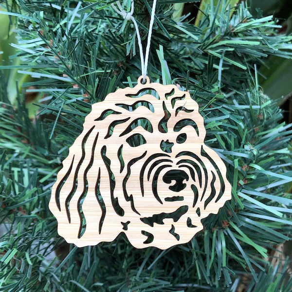 Cavoodle cane bambù legno ornamento di natale, cavapoo cane faccia albero ornamento, decorazione di natale appeso, Natale, regalo