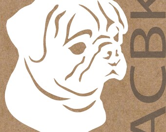 Pug dog vinyl decal, outdoor premium vinyl, car window sticker, laptop, glass, phone, dog face, Christmas