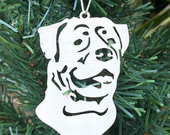 Rottweiler dog stainless steel christmas ornament, rottweiler dog face tree ornament, xmas hanging decoration
