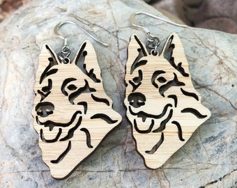 German Shepherd dog earrings, lasercut drop earrings jewelry, german shepherd dog jewellery, Christmas gift