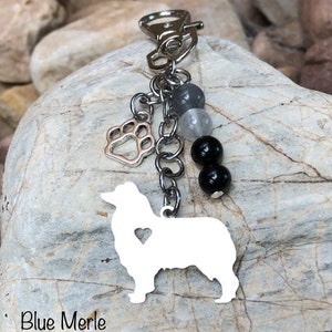 Australian Shepherd dog keychain, stainless steel dog key chain, pet bag charm, aussie shepherd jewelry, jewellery, Christmas gift