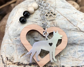 Kelpie dog keychain, stainless steel key chain, bag charm, pet, australian kelpie jewelry, jewellery, animal themed, Christmas gift