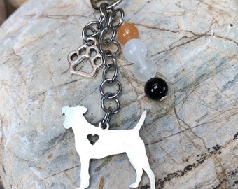 Jack Russell dog keychain, stainless steel dog key chain, bag charm, pet jewellery, keepsake,jack russell jewelry, animal, Christmas, gift