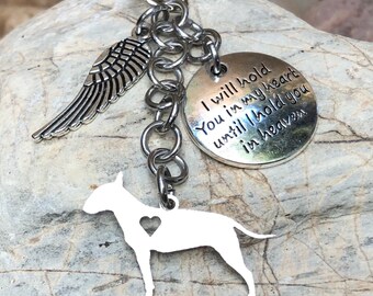 Bull Terrier dog memorial keychain, pet keepsake, pet loss key chain, bag charm, pet loss key chain, bull terrier jewelry, jewellery