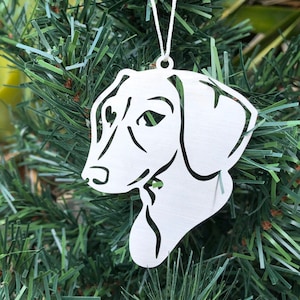Dachshund dog stainless steel christmas ornament, dachshund dog face tree ornament, xmas hanging decoration