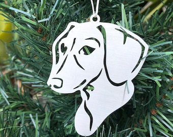 Dachshund dog stainless steel christmas ornament, dachshund dog face tree ornament, xmas hanging decoration