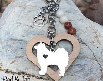 Finnish Lapphund dog keychain, pet keepsake, dog key chain, pet bag charm, finnish lapphund jewelry, dog jewellery, Christmas gift