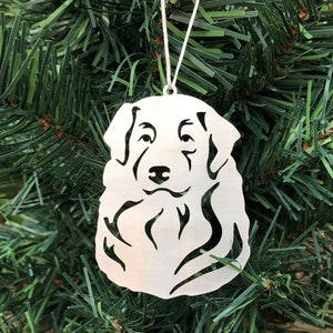 Australian Shepherd dog stainless steel christmas ornament, aussie shepherd dog face tree ornament, xmas hanging decoration