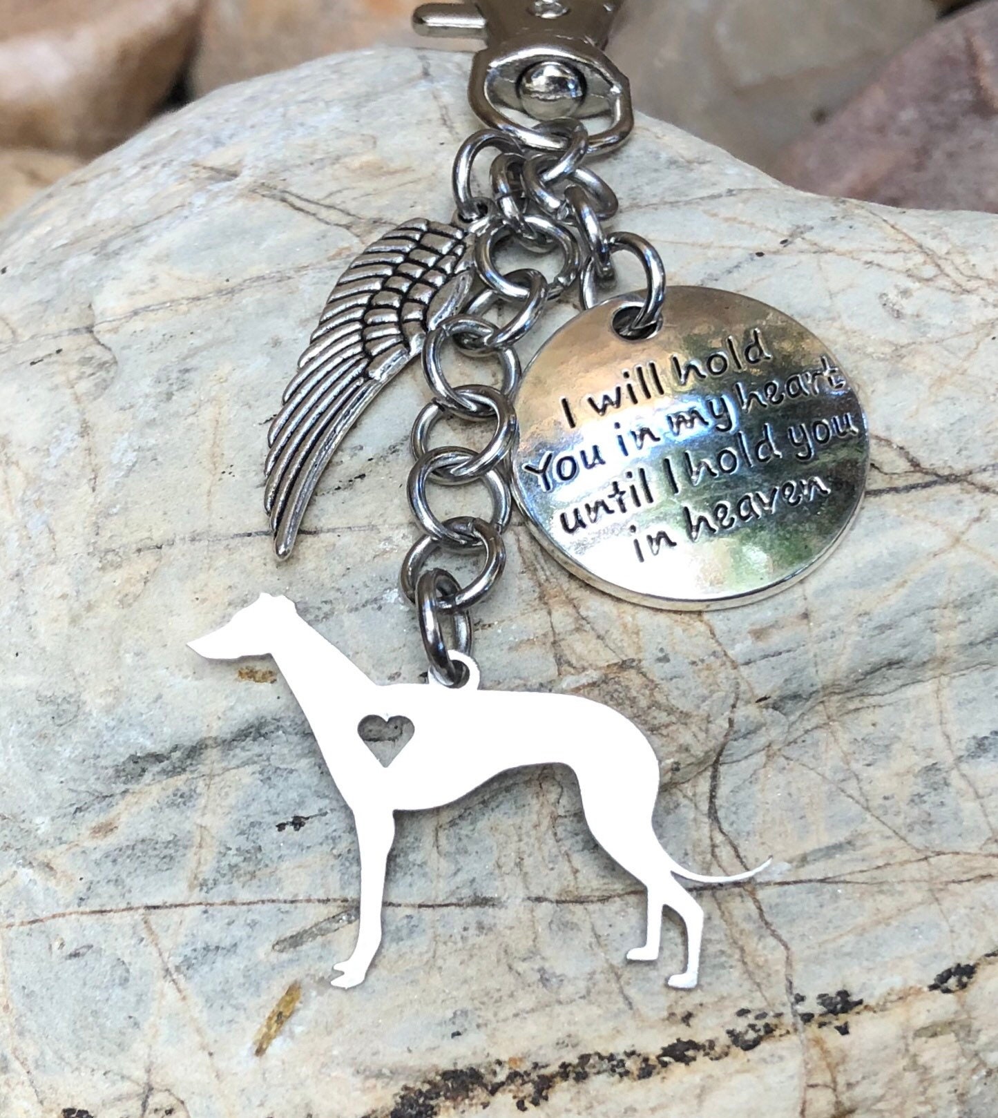 Jack Russell dog pet memorial keychain, pet keepsake, pet loss key chain,  dog bag charm, rainbow bridge, jack russell dog jewelry