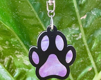 Dog paw double sided keychain, acrylic dog keyring, bag charm, pet jewellery, keepsake, unique jewelry, Christmas, gift, lasercut
