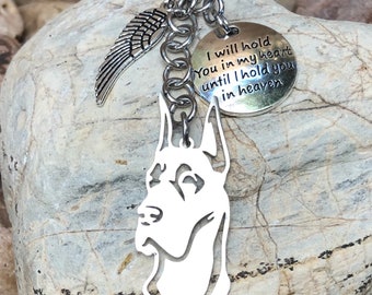 Great Dane dog pet memorial keychain,  pet keepsake, pet loss key chain, pet bag charm, Great Dane jewelry, dog jewellery