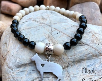 German Shepherd  dog gemstone bracelet, dog bracelet, german shepard jewelry, beaded bracelet, gemstone jewellery, pet, gift, Christmas