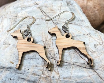Doberman dog earrings - drop earrings - dog earrings - dog lover jewelry - dog gift - doberman jewelry - pet - Christmas - laser cut