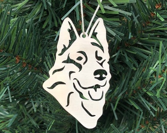 German Shepherd dog stainless steel christmas ornament, german shepard dog face tree ornament, xmas hanging decoration