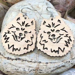 Pomeranian dog earrings, lasercut drop earrings jewelry, german shepherd dog jewellery, Christmas gift