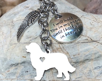 Bernese Mountain Dog pet memorial keychain, pet keepsake, pet loss key chain, dog bag charm