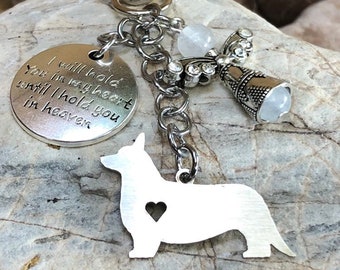 Cardigan Corgi dog pet memorial keychain - pet keepsake - pet loss key chain - bag charm - cardigan welsh corgi jewelry - jewellery