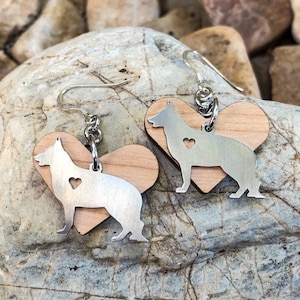 German Shepherd dog earrings,drop earrings, german shepard jewelry, animal themed jewellery