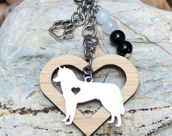 Husky gemstone key chain - dog keychain - dog bag charm - pet keepsake - dog gift - animal - siberian husky jewelry - jewellery