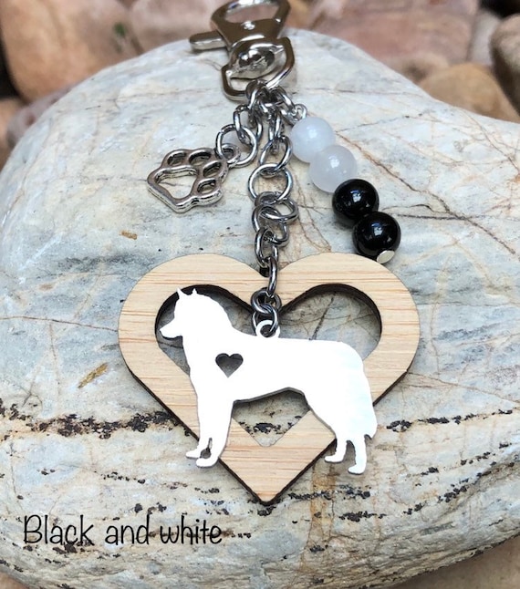 Husky Gemstone Key Chain Dog Keychain Dog Bag Charm Pet Keepsake Dog Gift Animal Siberian Husky Jewelry Jewellery Etsy Canada