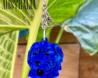 Labradoodle dog keychain, acrylic dog keyring, bag charm, pet jewellery, keepsake, labradoodle jewelry, Christmas, gift, lasercut
