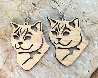 British Shorthair cat earrings, drop earrings, cat earrings, cat lover jewelry, cat gift, british cat jewellery, lasercut, Christmas