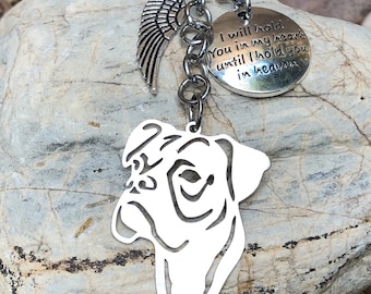 Boxer dog pet memorial keychain, pet keepsake, pet loss key chain, dog bag charm, rainbow bridge gift, boxer dog jewellery, jewelry