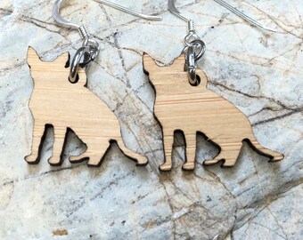 Devon Rex cat earrings, stainless steel lasercut drop earrings jewelry, Devon Rex cat jewellery, Christmas gift