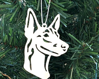 Belgian Malinois dog dog stainless steel christmas ornament, Belgian malinois dog face tree ornament, xmas hanging decoration