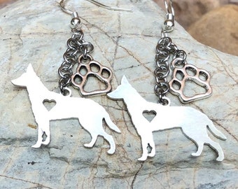 Koolie drop earrings - dangle dog earrings - german coolie jewelry - animal themed jewellery