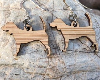 Beagle dog wood earrings, drop earrings, dog earrings, dog lover jewelry, dog gift, beagle jewelry, pet, bamboo, animal, Christmas