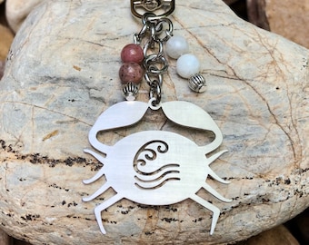 Cancer zodiac keychain, crab zodiac jewellery, astrology jewelry, bag charm, key chain, horoscope