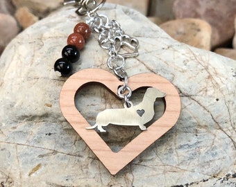 Dachshund dog keychain, stainless steel dog key chain, bag charm, pet keepsake, dachshund jewelry, jewellery, animal, Christmas, gift