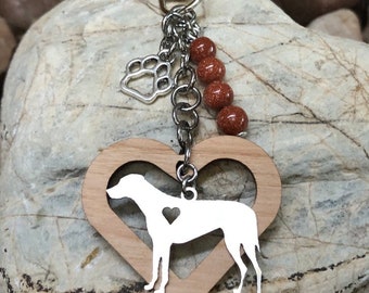 Rhodesian Ridgeback dog keychain, stainless steel dog key chain, bag charm, pet keepsake, ridgeback jewelry, jewellery, Christmas, gift