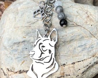 Blue Heeler dog keychain, Red Heeler, Cattle dog key chain, pet, stainless steel bag charm, heeler jewelry, dog jewellery, Christmas gift