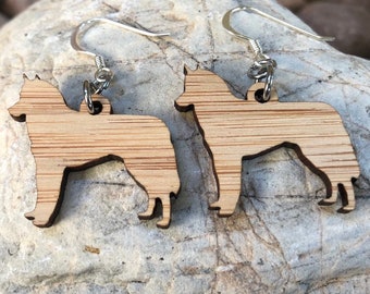 Husky dog earrings - drop earrings - dog earrings - dog lover jewelry - dog gift - siberian husky jewelry - pet - Christmas - laser cut