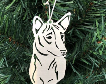Basenji dog stainless steel christmas ornament, basenji dog face tree ornament, xmas hanging decoration