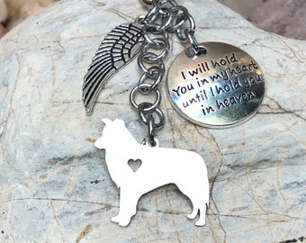 Border Collie dog pet memorial keychain - pet keepsake - stainless steel dog key chain - dog bag charm - border collie jewelry - pet loss