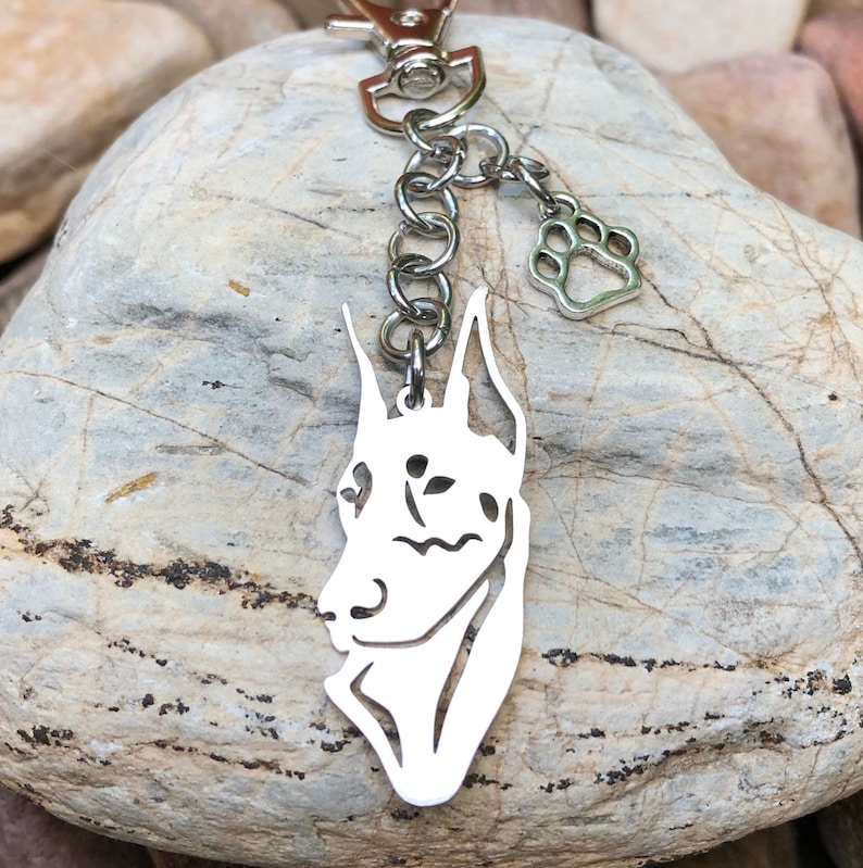 Dobermann Pinscher Dog Keychain Dog Key Chain Doberman Bag Etsy