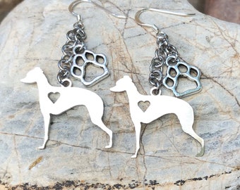 Italian Greyhound dog drop earrings, stainless steel dog earrings, italian greyhound jewellery, drop earrings, pet jewelry, Christmas, gift