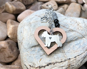 Schnauzer gemstone key chain - dog keychain - pet bag charm - schnauzer jewelry - jewellery - animal themed