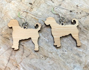 Goldenoodle drop earrings, lasercut dog earrings, groodle jewelry, animal themed jewellery, dangle earrings, Christmas, gift
